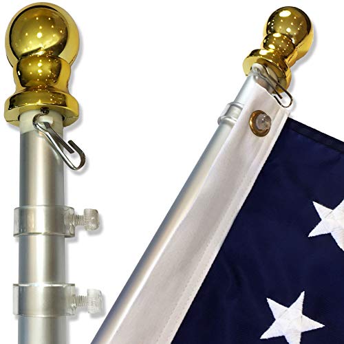 USA Flag Co. Flag Pole Free-Spin Anti-Wrap Residential or Commercial 6ft Outdoor Flagpole (Silver)