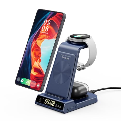 Cargador Inalámbrico para Samsung S26 Ultra, Estación de Carga 3 en 1 para Samsung Galaxy S26/S25 Ultra/S24/Z Flip 7/Z Fold 7, Base de Carga para Galaxy Watch 8/Ultra/7/6, Buds 4/4 Pro (No Adapter)