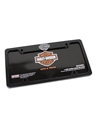 Harley Davidson Negro Mate Marco de la placa titular de licencia plano con 3d Bar & Shield