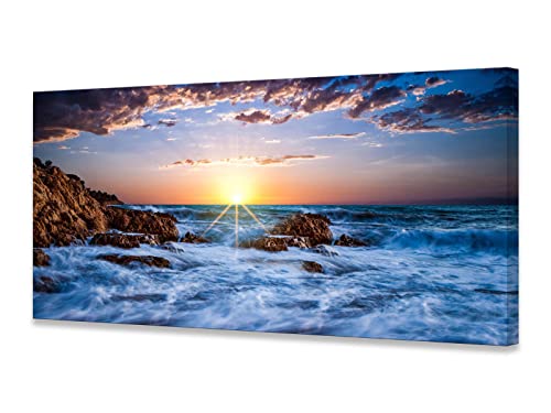 Wall art canvas print sunset ocean waves scenery painting