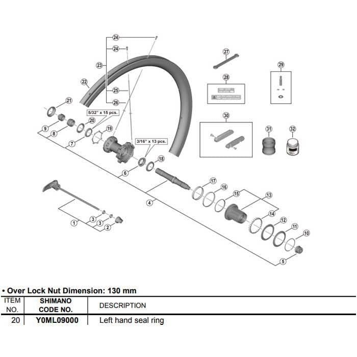 Shimano Spares WH-R9270-C50-TU-R left hand seal ring