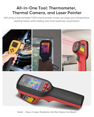 HIKMICRO E01 Thermal Camera with Laser Pointer, SuperScene Smart Scene Recognition, 240 x 240 SuperIR Resolution, Portable Infrared Thermal Imaging Camera with 11h Runtime, -20℃~400℃ Thermal Imager