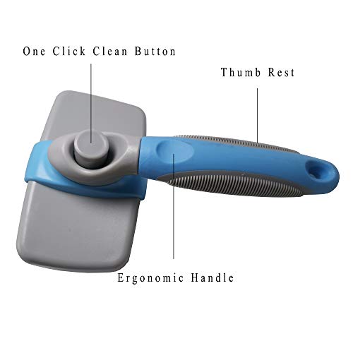 LALPCQXS 3PCS Pet Self Cleaning Slicker Brush and Pet Nail Clipper with Safety Guard, Pet Grooming Shedding Tool for Dog and Cat, Gently Removes Tangled Hair, Blue