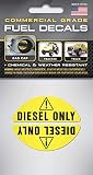 Fuel Decals Diesel Gas Cap Sticker - Super-Strong Adhesive and Weather-Resistant - Commercial Grade for Truck, Tractor, Farm Equipment and Machinery - Ultra Durable - Diesel Only Labels