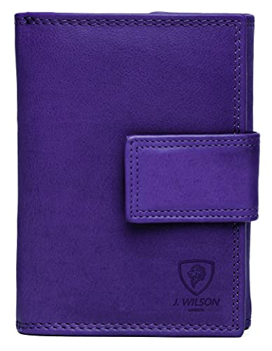 J. Wilson London Ladies RFID Safe Designer Soft Leather Purse Card Women Clutch Wallet with Zip Pocket Gift Boxed (Purple) โ image 1