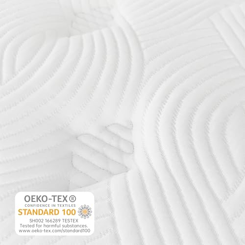 TeQsli Gel Spring Mattress 90 x 200 cm Height 25 cm Gel Memory Foam Pocket Spring Mattress for Pressure Relief, Orthopaedic & Ergonomic 9-Zone Mattress H3, Oeko-Tex & CertiPUR Certified