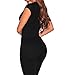 Shawhuwa Womens Sexy Lace Up Cap Sleeves Bodysuit Clubwear Tops (XX-Large, Black)