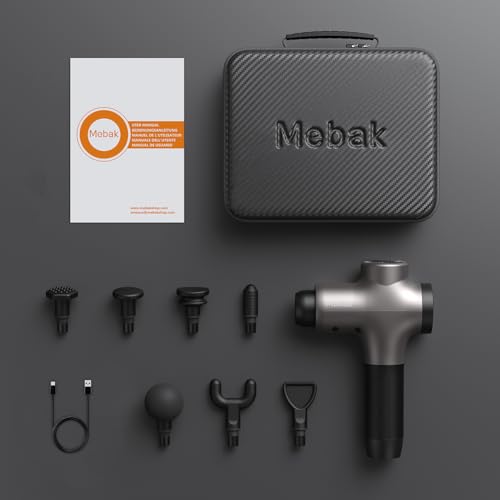 Mebak 3 Massage Gun, Massage Gun Deep Tissue for Athletes, Professional Muscle Percussion Massager, Massager for Shoulder Leg Back Body Pain Relief, Quiet Portable Sport Tool, Gifts for Him