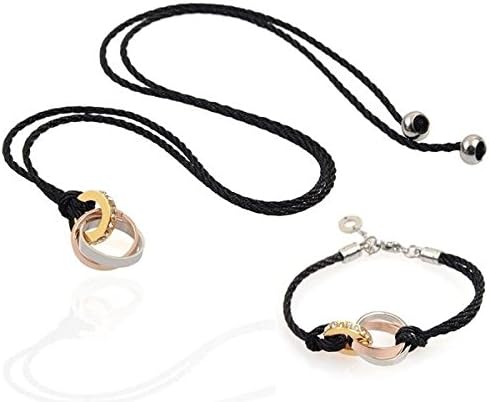 Loving You a Lifetime Janeo Interlocking Pendant Love Jewelry, Necklace & Bracelet. Swiss Crystal Elements 14K Gold Rings Locked with Rose Gold & Silver Rhodium, Christmas Anniversary