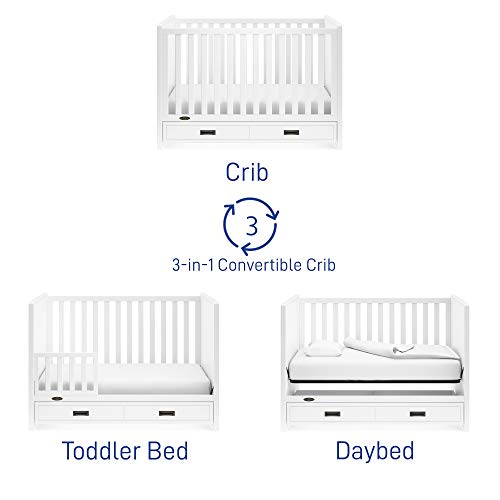 Graco Cottage 3in1 Convertible Crib with Drawer, Easily Converts to