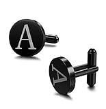 ORAZIO Mens Classic Stainless Steel Engraved Initial Cufflinks Alphabet Letter Cufflinks Formal Kit Business Wedding Shirts A-Z 26 Letter