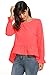 Meaneor Women's Ruffle Peplum High Low Swing Dressy Top Blouse,Pink,Medium
