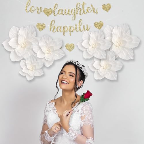White Paper Flowers 3D Artificial Wall Décor, Wedding, Birthday, Bridal, Baby Shower, Nursery Room Backdrop, Table Centerpieces, Party Decorations and Supplies