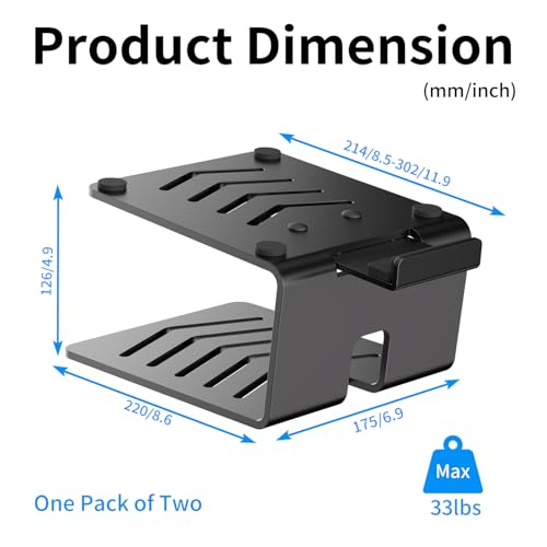 suptek 1 Pair Desk Speaker Stands with Vibration Absorbing Pads, Metal Speaker Stands for Speakers up to 33 lbs Each, Desktop Audio Stand for