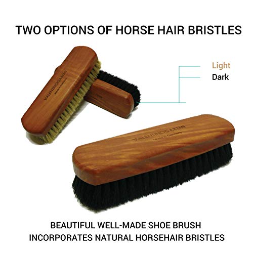 Valentino Garemi Premium Shoe Shine Brush- Brilliant Outcome Polisher- Genuine Horse Hair- Made in Germany- Dark Bristles