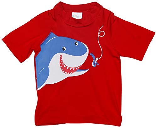 Sweet & Soft Baby Boys 2-Piece Rash Guard and Trunk Swimsuit Set, Red Shark, Size Toddler (4T)'