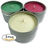 Candlecopia Christmas Hearth, Mistletoe and Christmas Splendor Strongly Scented Sustainable Vegan Natural Soy Travel Tin Candles, 3-Pack