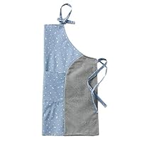 Migvela Family Cloth Apron Pure Cotton and Hemp Cooking and stir-Frying Overalls Kitchen Oil-Proof Overalls, Half-Length Apron (Blue)