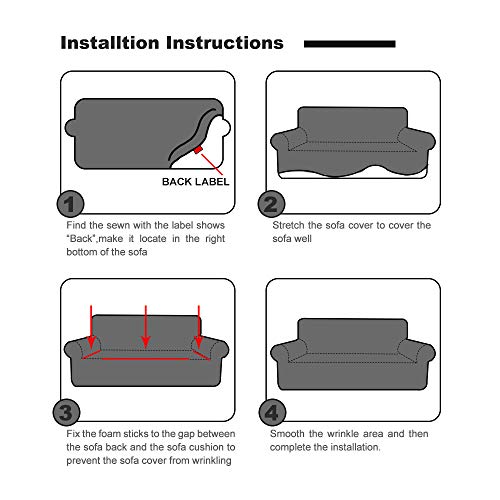 Sancua Stretch Spandex Sofa Cover 3 Seat Couch Cover Anti Slip