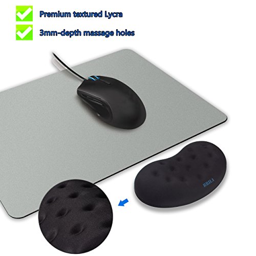 BRILA Ergonomic Memory Foam Mouse Wrist Rest Support Pad Cushion for Computer, Laptop, Office Work, PC Gaming - Massage Holes Design - Easy Typing Wrist Pain Relieve (Black)