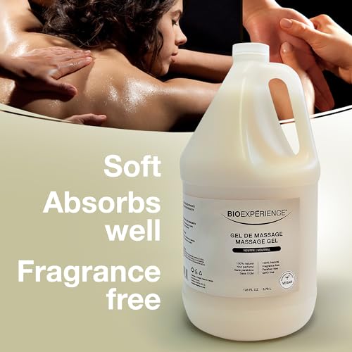 BioExperience - Neutral Massage Gel - Professional Massage - Long-Lasting Formula, Unscented Moisturizing Lotion - Deep Hydration - Soothes Aching Muscles - Paraben-Free - Gallon 128oz