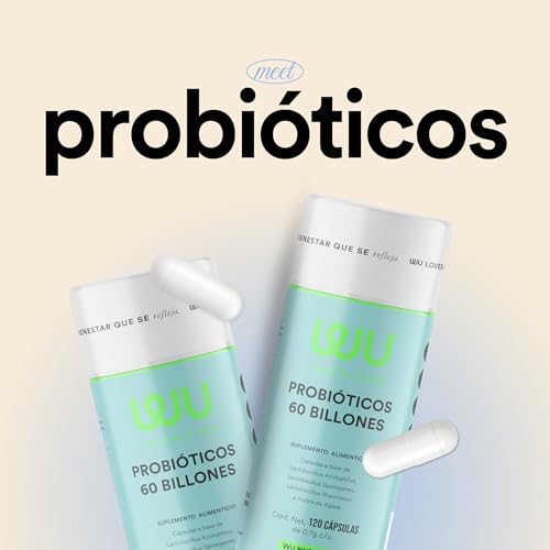 WU Nutrition PROBIÓTICOS 60 Billones | Simbióticos con Prebióticos e Inulina de Agave | Lactobacillus Rhamnosus y Acidophilus para Salud Intestinal y Flora Íntima | Soporte Digestivo, Defensas y pH Balanceado | Sin Gluten ni Lácteos | 120 Cápsulas (2 Meses)