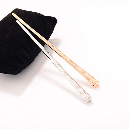 RAYNAG 4-Piece Bun Hair Sticks Metal Hair Chopsticks Charms Girl Women Hair Pin, Alloy Hair Pick, Gold and Silver