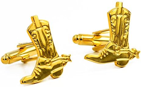 ENVIDIA Gold Western Cowboy Boots and Spurs Cufflinks Fashion Party Gifts With Box