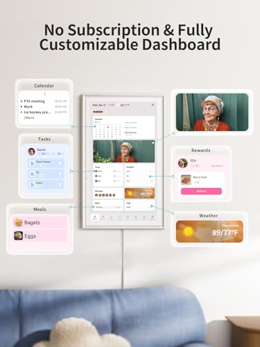Digital Calendar 15.6 Inch - Smart Chore Chart & Wall Planner, No Subscription Electronic Calendar for Family, Meals, Photo Display, Wall/Desk Mount, Touch Screen, Gifts for Women Men, Gifts for Mom