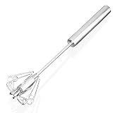 YJYdada Stainless Steel Semi-Automatic Whisk Mixer Balloon Egg Milk Beater Cooking Tool