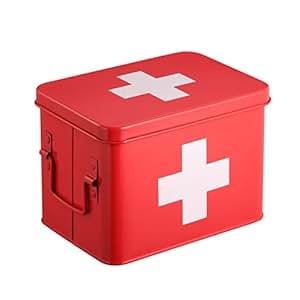 Caja Botiquín | Kit De Primeros Auxilios Metálico Rojo | 4