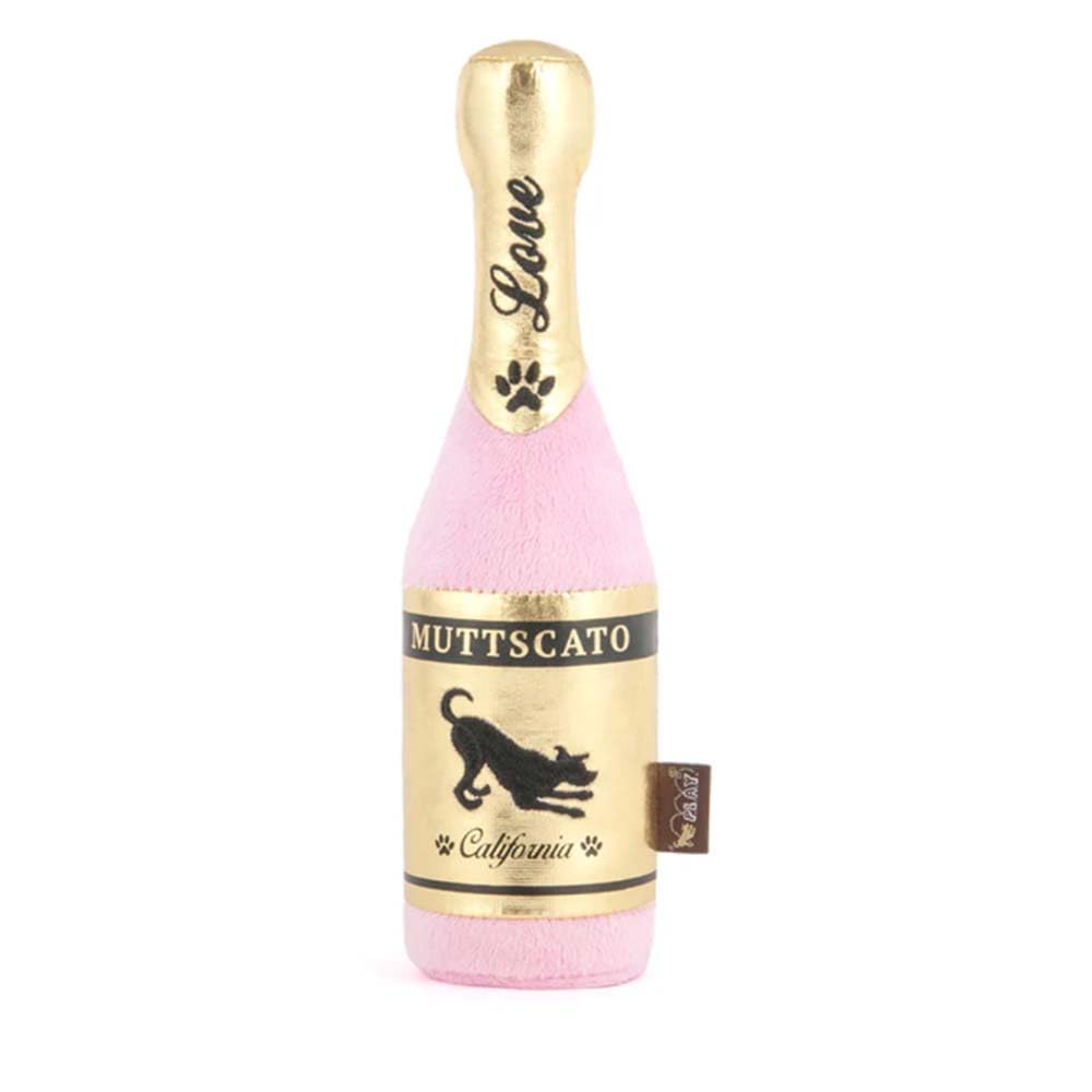 P.L.A.Y. Barking Bubbly Champagne Bottle Dog Toy – Plush Squeaky Chew Toy for Dogs, Durable & Double-Stitched, Eco-Friendly Fill, Machine Washable, Holiday & Celebration Pet Gift