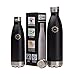 Stainless Steel Vacuum Insulated Water Bottle, BPA Free Double Walled Leak Proof Thermos Flask with Copper Lining, Drinks Stay Hot & Cold (25 oz, Black)