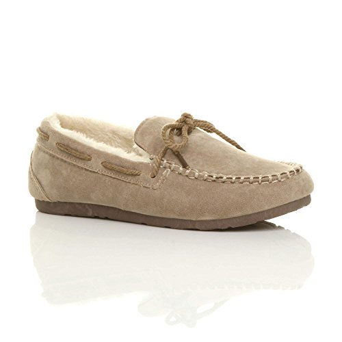 Ajvani Women's Fur Lined Flexible Sole Boat Shoes Moccasins Slippers Size 8 39