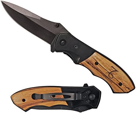 CAPRICORN Horoscope Zodiac Star Sign Engraved Symbol Heavy Duty Sharp Edge Stainless Steel Solid Wood Handle Pocket Knife
