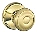 Schlage F10 GEO 605 Georgian Door Knob, Hall & Closet Passage Lock, Bright Brass
