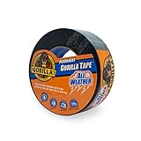 Gorilla All Weather Outdoor Waterproof Duct Tape, UV and Temperature Resistant, 1.88" x 25 yd, Black (Pack of 1)