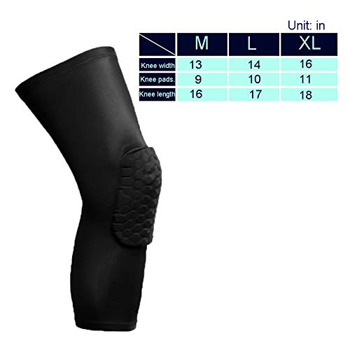 HNYG Anti-Collision Cellular Kneepad Basketball Sports Football Protective Gear Kneepads Long Protection Super Elastic Breathable Knee Compression Sleeve Running, Squats, Sports A795 (1 PCS, Large)