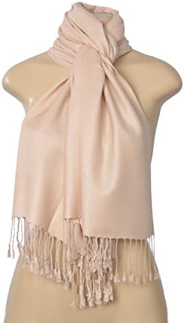 Women's Elegant Pashmina Silk Blend Soft Wrap Scarf Shawl, Beige