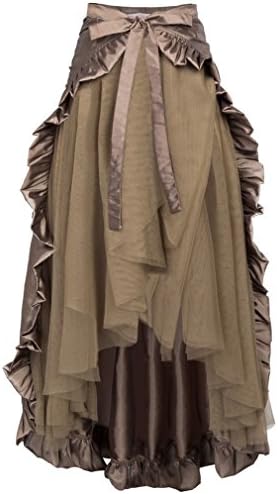 Beachfavora Womens Costume Clothing Ruffle Burlesque Skirt Retro High Waist Long Maxi Skirts Beaver Skirt 2 XL