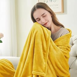 BEDELITE Fleece Blankets Queen Size Yellow Throw
