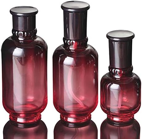 Gnc33Ouhen 50/150/180ml Portable Travel Glass Cosmetic Makeup Liquid Lotion Container Empty Bottle for perfumes, Essential Oils, Hair Spray Bottle Wine Red 150ml