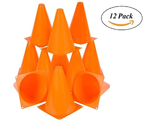 Traffic Cones Plastic - 12 Pack Of 7” Multipurpose Construction Theme Party Sports Activity Cones, For Kid Parties, Indoor, Outdoor &amp; Festive Events – By Ecstatic Novelty