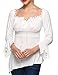 Wakrays Women Plus Size Off shoulder 3/4 Sleeve Slim Long Tops Blouse Shirt