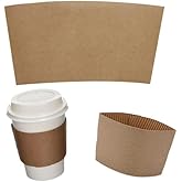 Concession Essentials Paper Coffee Sleeves. Fits 10 oz. - 20 oz. Cups (Pack of 50), Natural Kraft. Insulated for Hot Cups.,Brown