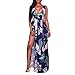 LKOUS Sexy Sleeveless V-Neck Split Long Beach Dress Floral Print Bodycon Maxi Dress
