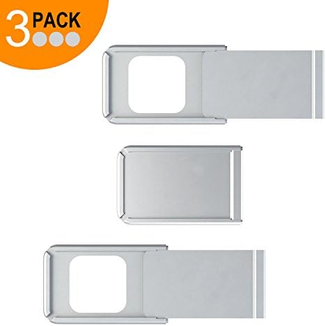 Webcam Cover Slider by Smart La Vision, 3 Pack Ultra Thin Aluminium Web Camera Privacy C Slide for MacBook Pro, iMac, Laptops, Surface Pro,iPhone and Android Smartphones, Cell Phone (3 PACK Silver)