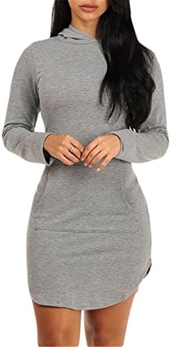 Henraly Casual Style Shirt For Women Sexy Long Sleeve With Pockets Hooded Cotton Mini Dress BlackS