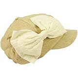 Ladies Summer 100% Linen Newsboy Cabbie Pretty Ribbon Bow Sun Hat Cap Beige