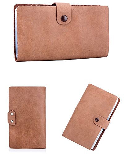 iSuperb Leather Credit Card Holder Case Snap Closure Business ID Card Organizer Pouch Name Card Book with 90 Card Slots 4.5x7.2x0.59 inch (Cameo Brown)